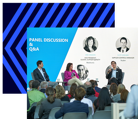 Panel members seated on stage