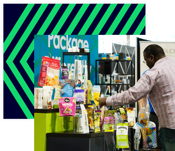 Man looks at packages on display